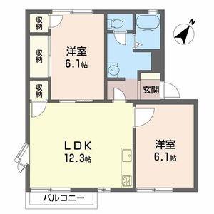 サンハイツA(2LDK/2階)の間取り写真