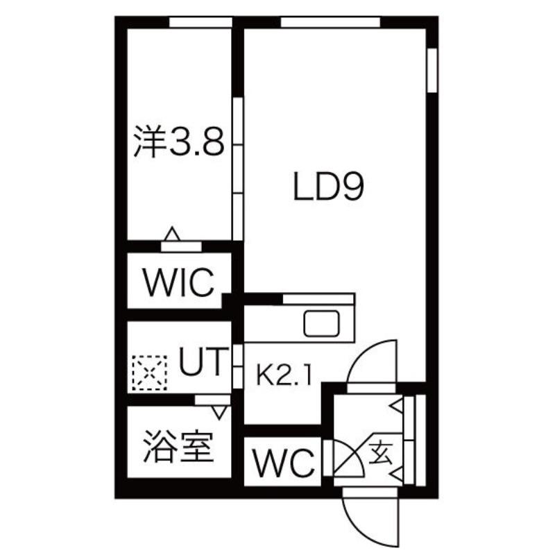 ラムーン発寒 発寒4条7丁目MS B棟(1LDK/4階)の間取り写真