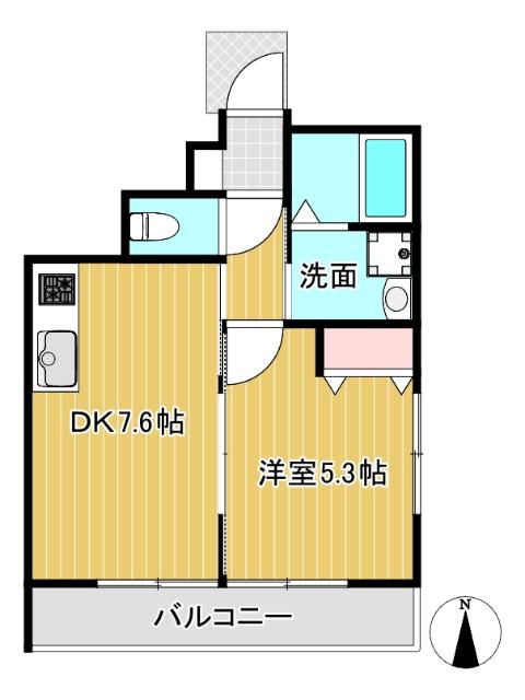 エスプァール谷戸(1DK/1階)の間取り写真