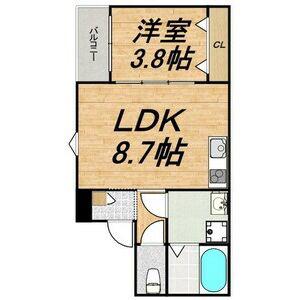 LECOCON五条川(1LDK/3階)の間取り写真