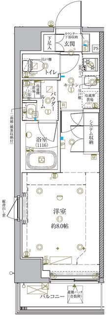 クレイシア新宿中落合(1K/9階)の間取り写真