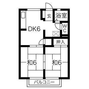 ニューシティ恵(2DK/1階)の間取り写真