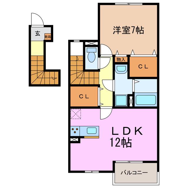 リーブル 洒落A(1LDK/2階)の間取り写真