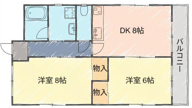 シャトー辻本II(2DK/4階)の間取り写真