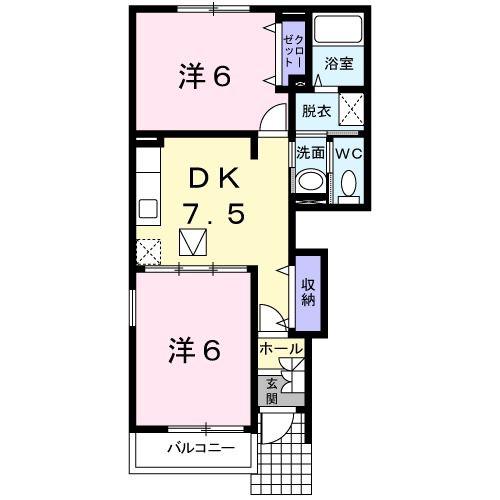 クオリティ・エヴァン(2DK/1階)の間取り写真
