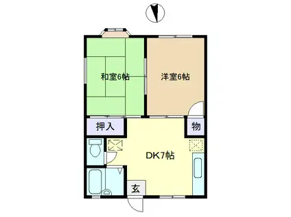 ブリエンツ朝日ヶ丘(2DK/1階)の間取り写真