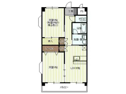 ビューハイム(2DK/4階)の間取り写真