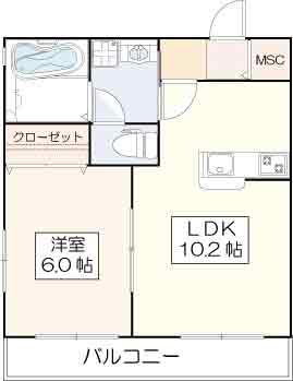 メゾンオリーヴ(1LDK/2階)の間取り写真