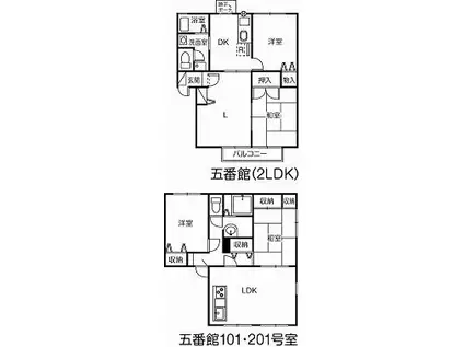 アバンサール五番館(2LDK/2階)の間取り写真