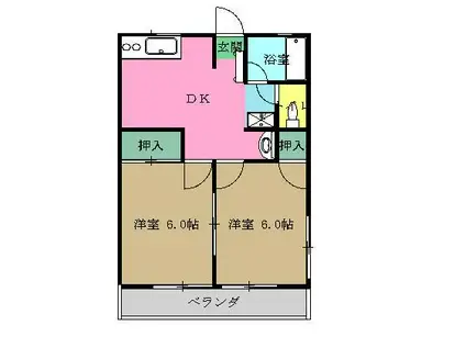 921西新町A(2DK/2階)の間取り写真