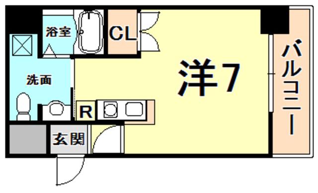 鳴尾マンション(ワンルーム/2階)の間取り写真