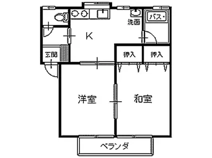 コーポ松美ヶ丘(2DK/2階)の間取り写真