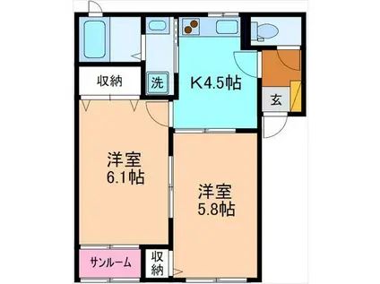 チョイスII(2K/2階)の間取り写真
