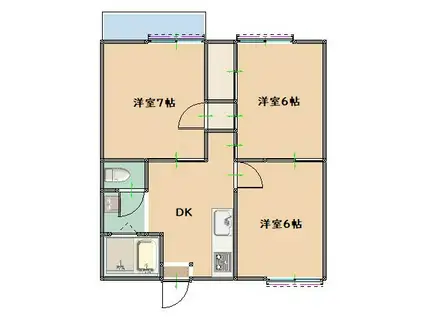 コーラルハウス(3DK/1階)の間取り写真