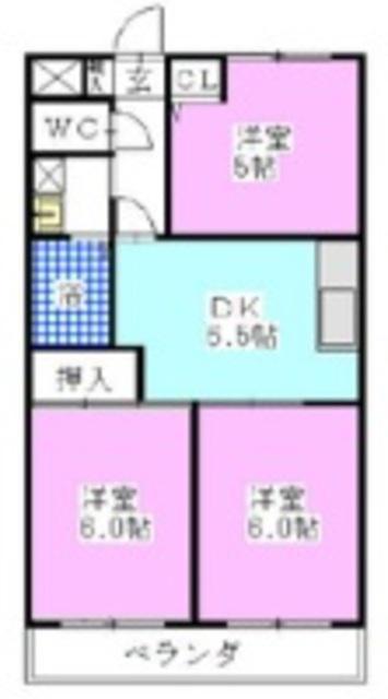 ブルームライフ市川(3DK/3階)の間取り写真