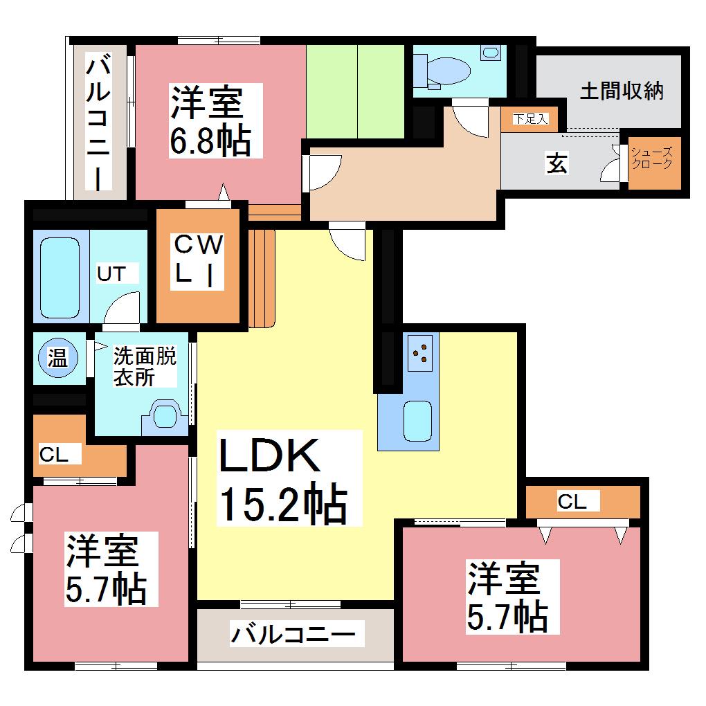 ソリューションズ テン(3LDK/2階)の間取り写真