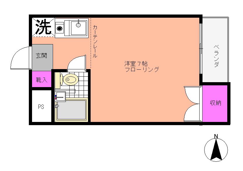 ハイム坪井(ワンルーム/2階)の間取り写真