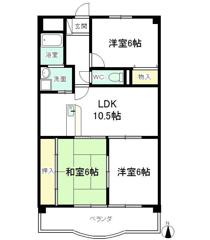 キャッスルビュー(3LDK/4階)の間取り写真