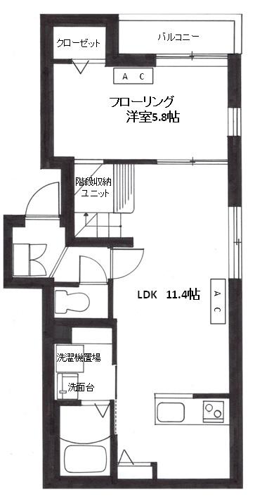 カグラスクェア(1LDK/2階)の間取り写真