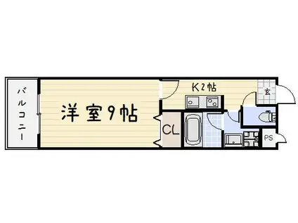 グッドシティ下富野(1K/4階)の間取り写真