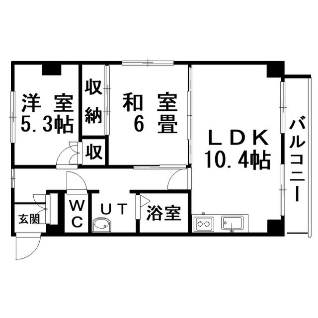 WINDIA仲浜(2LDK/3階)の間取り写真