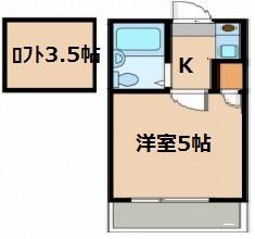 パレス海老山(1K/1階)の間取り写真