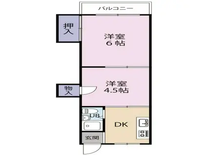 パインリーフ松原(2K/4階)の間取り写真