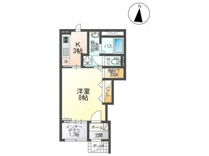 アグレアーブル(1K/1階)の間取り写真