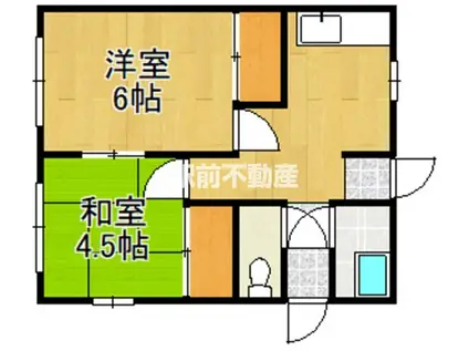 西鉄天神大牟田線 蒲池駅(福岡) 徒歩94分 1階建 築56年(2DK/1階)の間取り写真