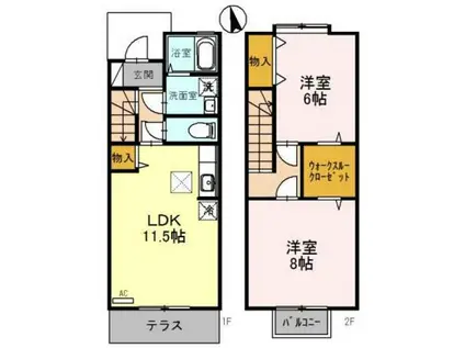 メゾン・リッシュ(2LDK/1階)の間取り写真
