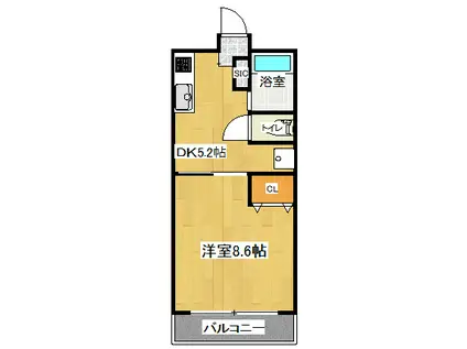 コフレ朝霧(1DK/2階)の間取り写真