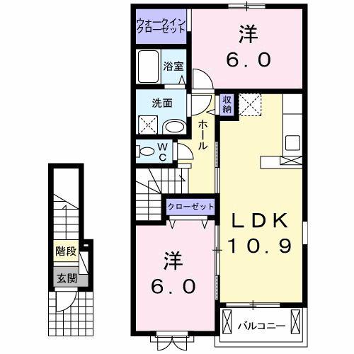シエル・エトワレII(2LDK/2階)の間取り写真