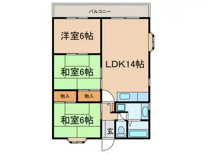 ベルシオン芦屋(3LDK/2階)の間取り写真