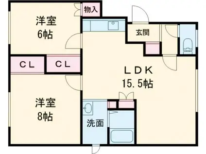 グランド白樺(2LDK/2階)の間取り写真