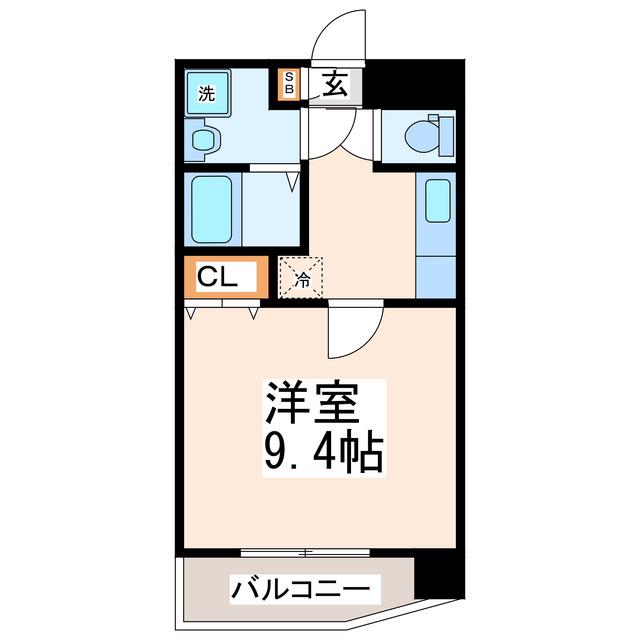 ニュー水前寺(1K/3階)の間取り写真