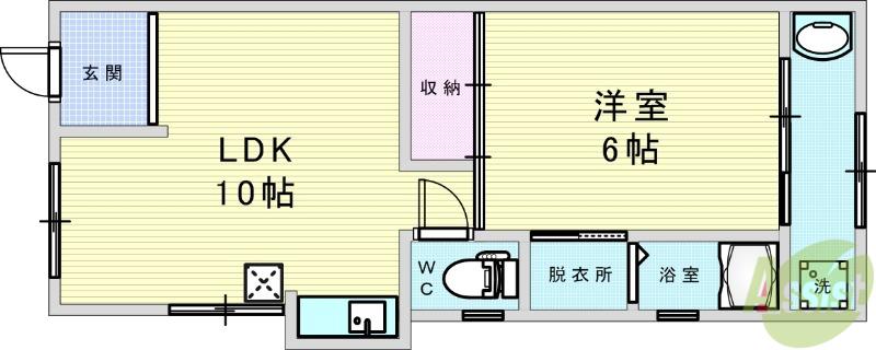 ハイツAWA(1LDK/1階)の間取り写真
