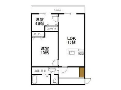 ヴィラ栄NO9(2LDK/5階)の間取り写真