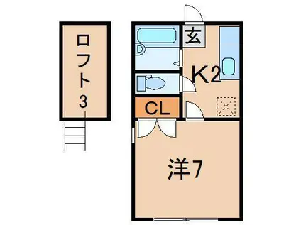 メゾンド森合(1K/2階)の間取り写真