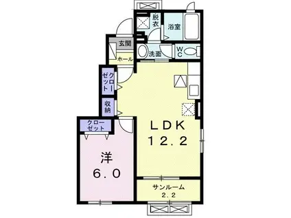 フィデールII(1LDK/1階)の間取り写真