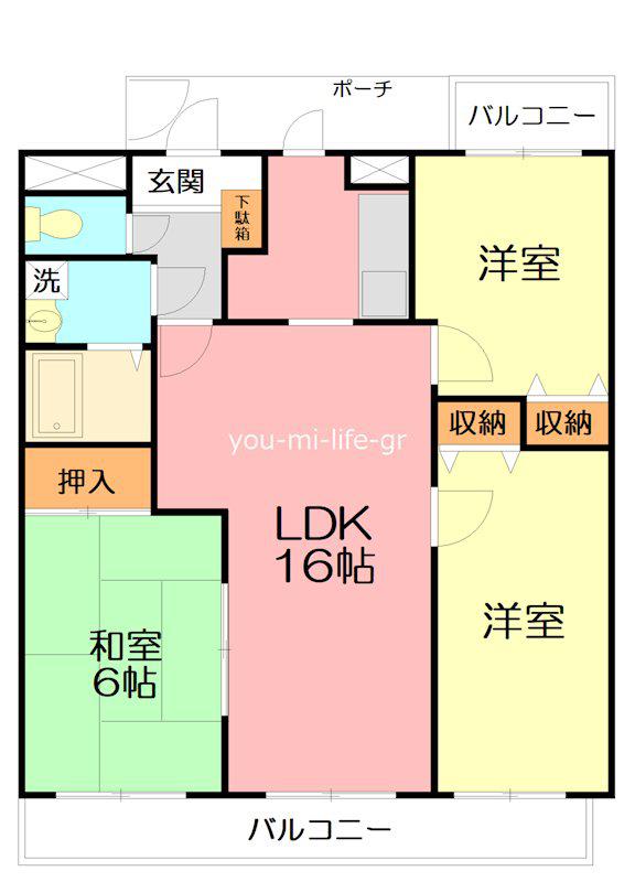 フレアI(3LDK/3階)の間取り写真
