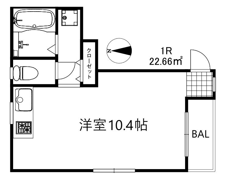 エスティマンション(ワンルーム/3階)の間取り写真