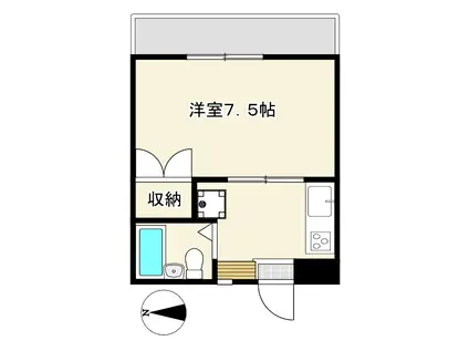 富士市水戸島元町フジシティーコーポ(1K/4階)の間取り写真