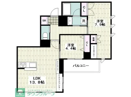 CANAROS横浜(2LDK/7階)の間取り写真