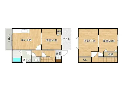 コーポおおば(3DK/2階)の間取り写真