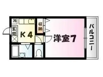 サウス WING(1K/1階)の間取り写真