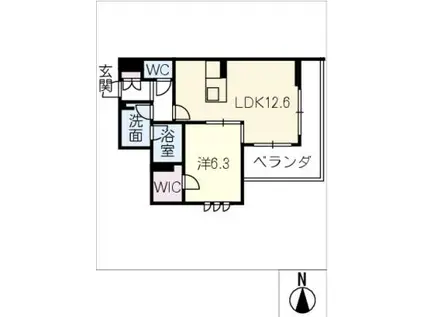 リオリエントスティール(1LDK/1階)の間取り写真