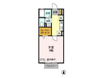 JR常磐線 内原駅 徒歩13分 2階建 築22年(1K/2階)の間取り写真