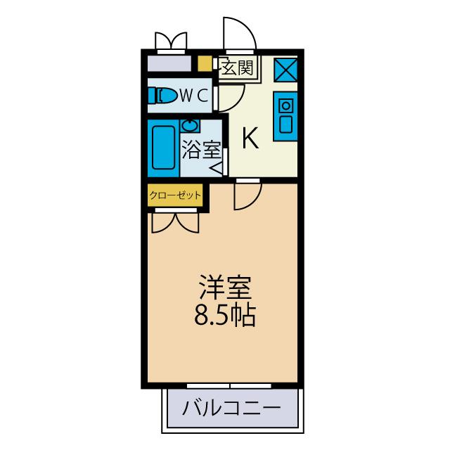 アヴェニール本厚木(1K/2階)の間取り写真