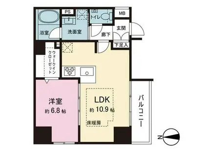 クレヴィスタ元浅草(1LDK/10階)の間取り写真