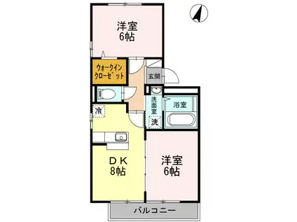 クリオコートB棟(2DK/2階)の間取り写真